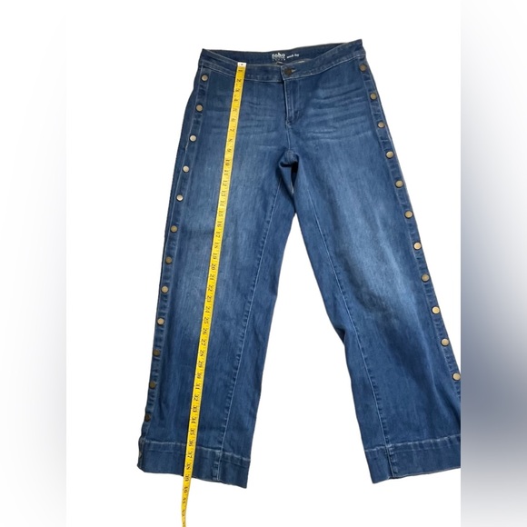 New York & Co Soho Side Snap Break Away Wide Leg Jeans Cotton Size 4 Blue - Picture 10 of 16